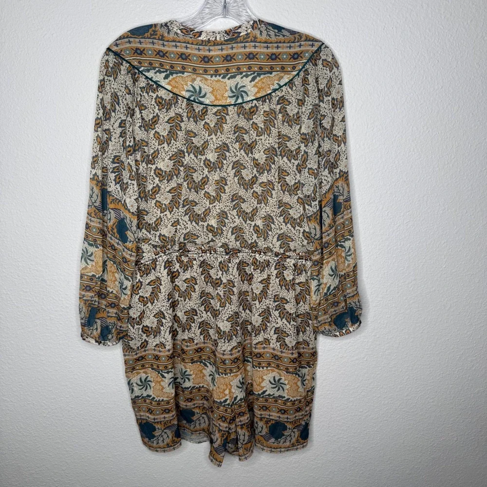Anthropologie Tiny Boho‎ Floral Paisley Long Sleeve Romper Brown Small Boho